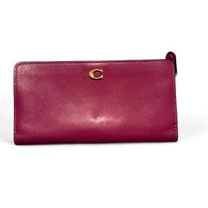 NWOT Coach Leather Long Wallet Red/Burgundy , Gold “C” Logo